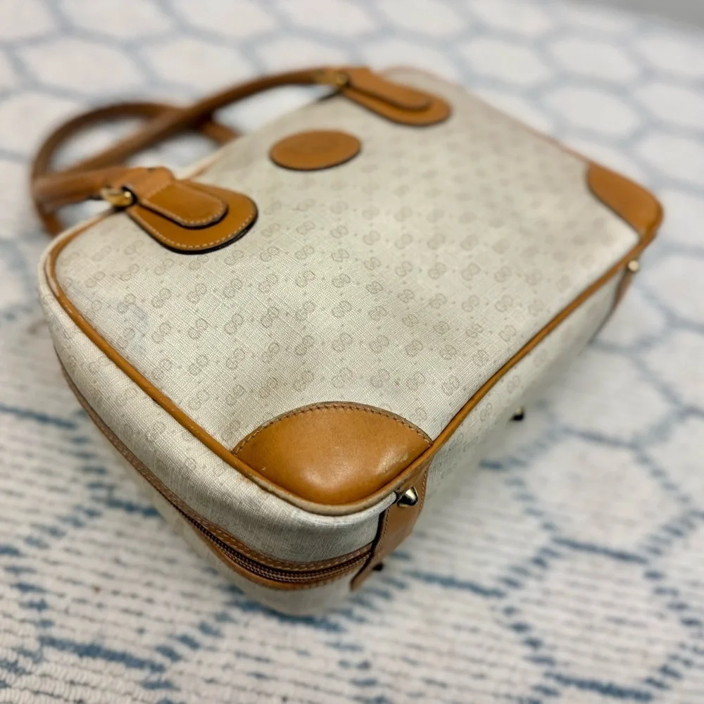 GUCCI Vintage 80’s Brown GG Monogram Signature Micro Supreme Top Handle Handbag